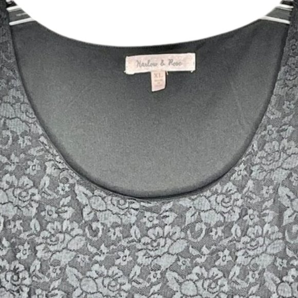 Harlow & Rose Black Lace Sleeveless Sheath with Embroidered Roses - XL - Picture 3 of 11